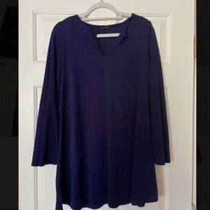 Navy blue, velvet, bell sleeve dress